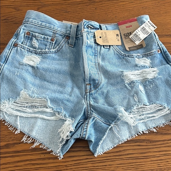 Levi's Pants - Levi's Women's Ripped Jean Shorts - Light Blue/9